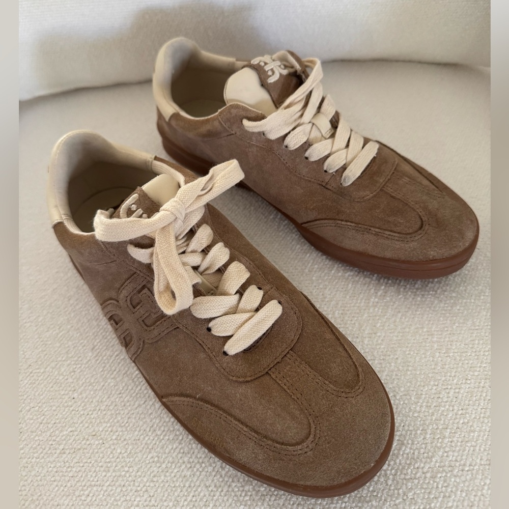 Sam Edelman Brown and Cream suede Sneakers